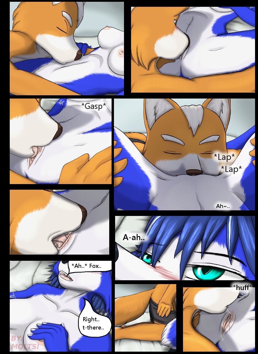 anthro anthro_on_anthro blue_body blue_fur blue_hair blush bodily_fluids boyfriend/girlfriend breasts canid canine canon_couple clothed_to_nude comic cunnilingus duo e621 female fox fox_mccloud from_front_position fur genital_fluids genitals hair hi_res intraspecies kiss_on_belly kissing krystal_(star_fox) licking lying male male/female mammal missionary_position moltsi nintendo nipples nude on_back oral saliva sex spread_legs spreading star_fox table_lotus_position tongue tongue_out topless_to_nude vaginal vaginal_fluids vulva white_body white_fur