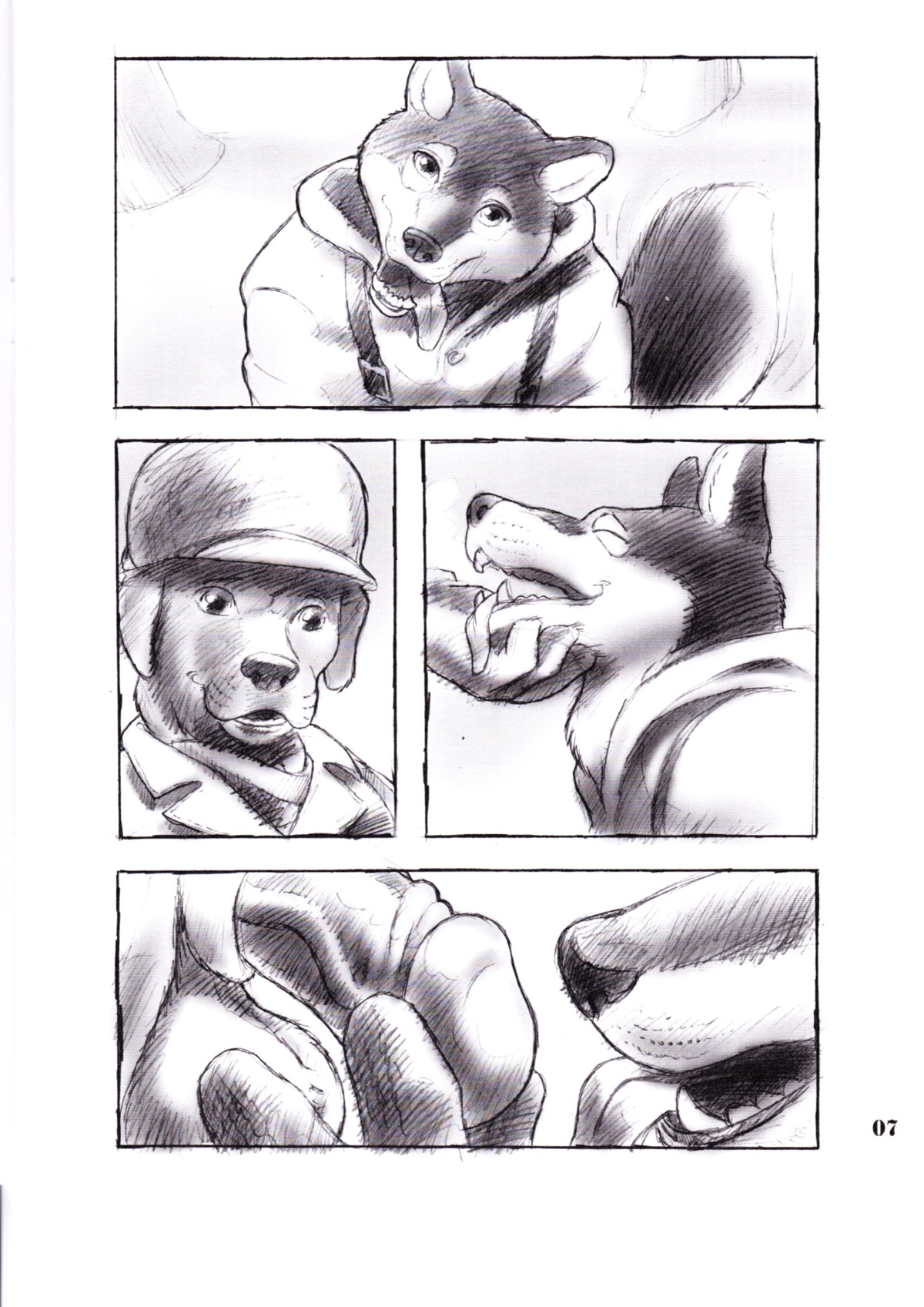 animal_genitalia anthro armor balls bird_dog canid canine canis comic domestic_dog duo e621 forest genitals german_shepherd gideon greyscale half-erect head_tilt headgear helmet herding_dog hi_res humanoid_genitalia humanoid_penis hunting_dog labrador male male/male mammal military monochrome multiple_scenes pastoral_dog penis petting plant retriever rubbing_face rubbing_head sheath soldier tail tongue tongue_out tree warrior