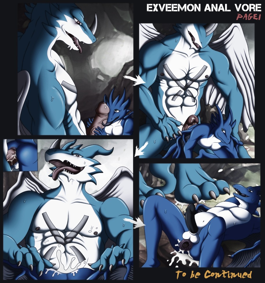 anal anal_penetration anthro anus bandai_namco biceps big_muscles blue_body blue_skin bodily_fluids butt comic countershading digimon digimon_(species) dominant dragon duo e621 english_text erection exveemon firondraak genitals humanoid_genitalia humanoid_penis larger_dom larger_male male male/male male_penetrated male_penetrating male_penetrating_male markings membrane_(anatomy) membranous_wings muscular muscular_male mythological_creature mythological_scalie mythology nude open_mouth penetration penis reptile scalie sex size_difference smaller_male smile struggling sweat tail tan_(artist) text tongue tongue_out wings