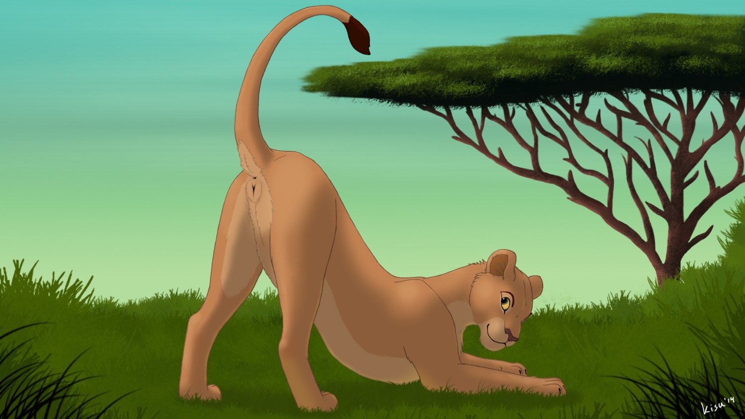 16:9 anatomically_correct anatomically_correct_genitalia anatomically_correct_vulva animal_genitalia animal_vulva anus ass_up blue_eyes disney e621 felid feline_genitalia feline_vulva female feral genitals hi_res kisu lion mammal nala_(the_lion_king) nude outside pantherine perineum presenting raised_tail solo spread_legs spreading tail tail_anus the_lion_king vulva widescreen