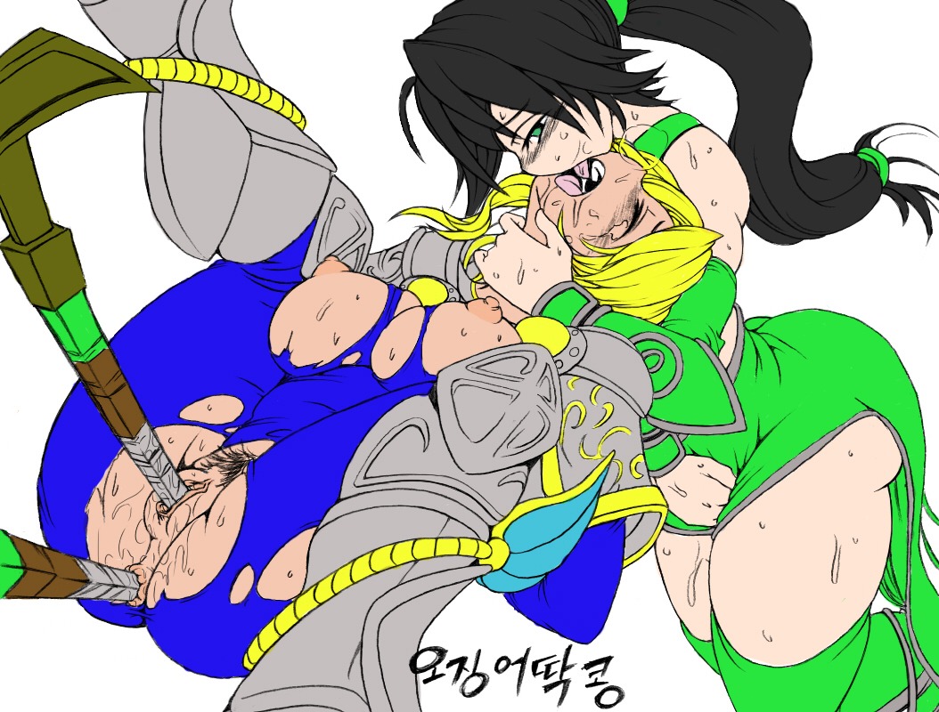 akali_jhomen_tethi blonde_hair female kimmundo league_of_legends luxanna_crownguard rule34 tagme