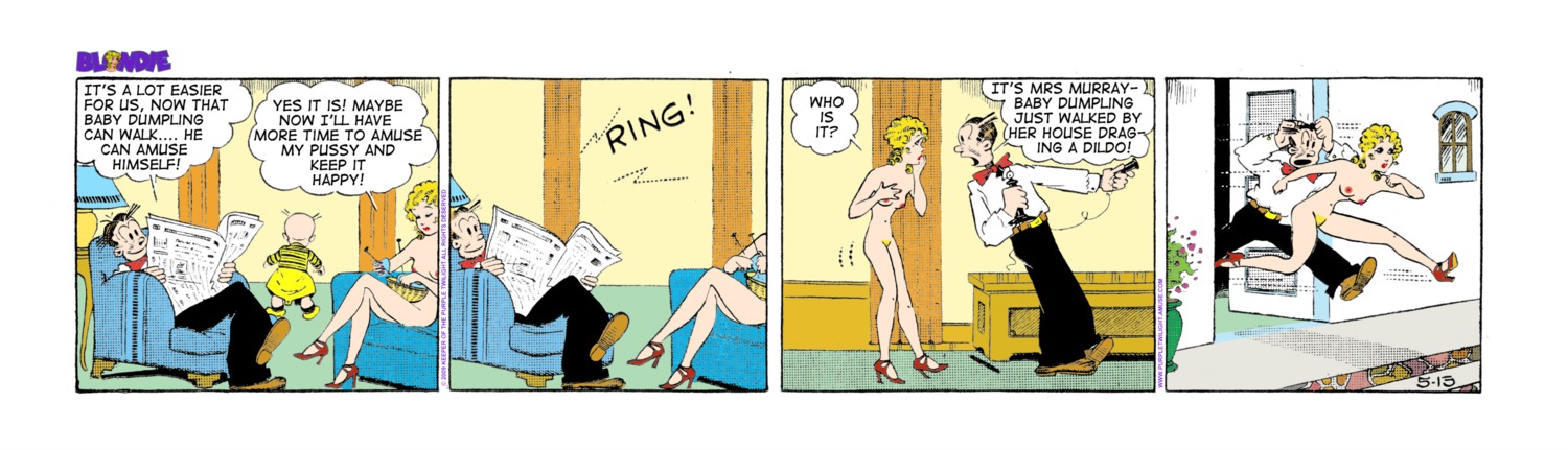 blondie blondie_(comic) blondie_bumstead casual clothing comic_strip dagwood_bumstead edit female human male nudist pale_skin rule34 tagme