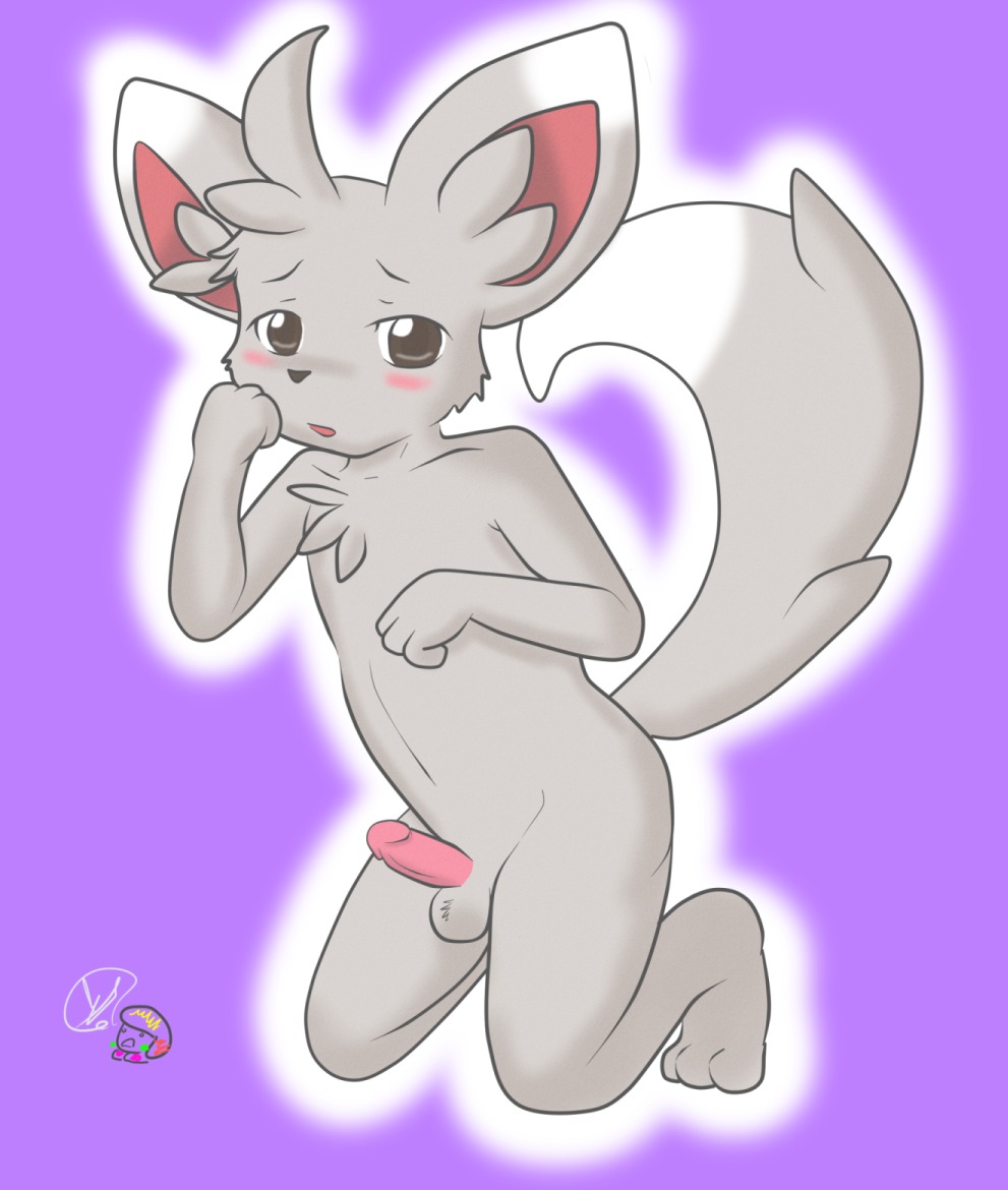 anthro blush color fur furry kitazureskye kneeling male male_only minccino nintendo nude penis pokemon pokemon_(species) rule34 solo tagme