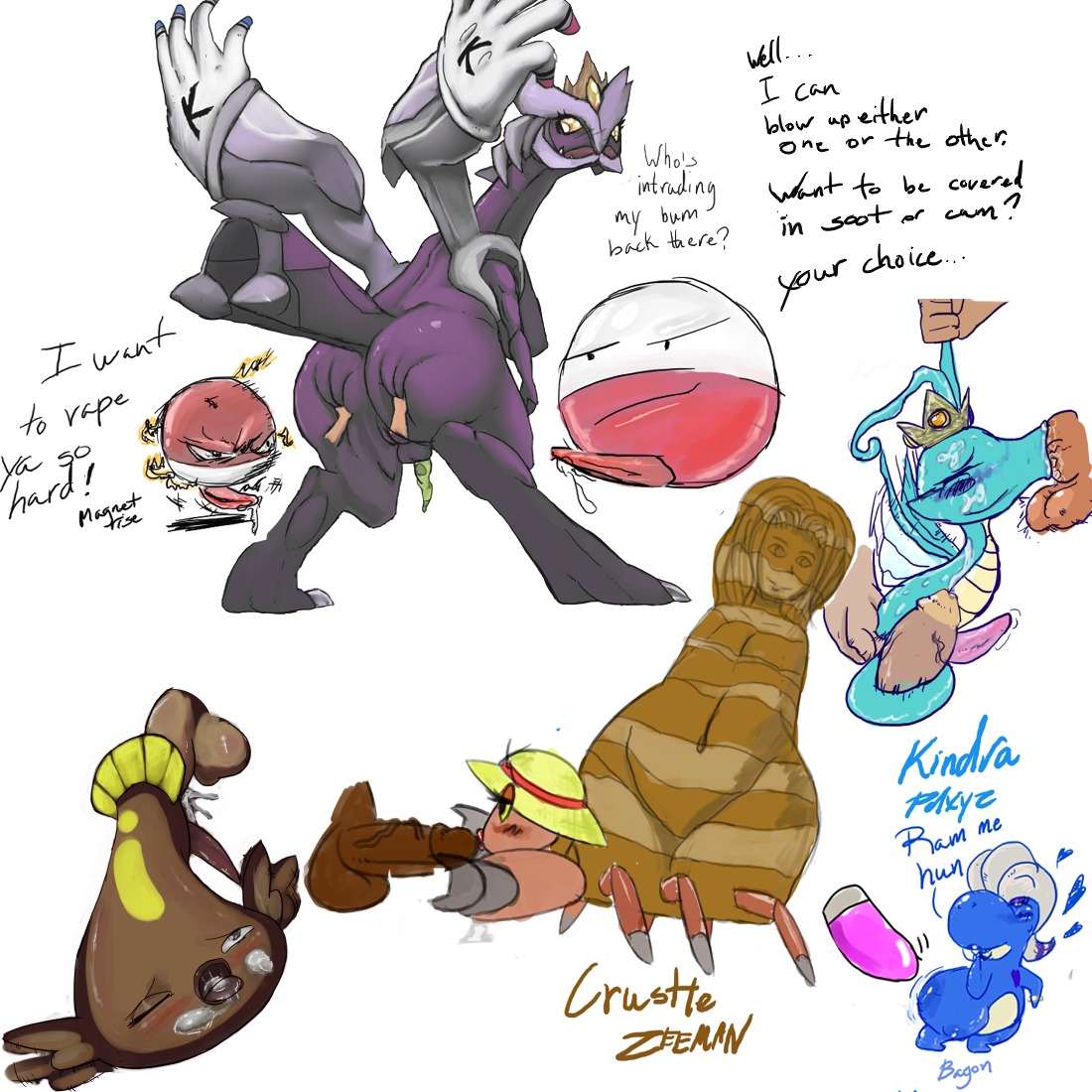 1:1 ambiguous_gender animate_inanimate anthro aquatic arthropod bagon balls bestiality big_butt blush butt butt_grab crustacean crustle dialogue disembodied_penis dragon e621 electrode_(pokemon) english_text erection fellatio female feral fish generation_1_pokemon generation_2_pokemon generation_3_pokemon generation_5_pokemon genitals group group_sex hand_on_butt herm herm/male human human_on_feral humanoid_genitalia humanoid_penis intersex intersex/male interspecies kingdra kyurem legendary_pokemon licking male male/female male/male male_penetrated male_penetrating male_penetrating_male mammal multiple_images mythological_creature mythological_scalie mythology nintendo normal_kyurem oral pdxyz penetration penile penis penis_lick pokemon pokemon_(species) pokephilia scalie sex simple_background siphon_(anatomy) sphere_creature stunfisk tail tail_around_penis tail_fetish tail_play tail_sex tailjob text threesome tongue tongue_out trio voltorb vulva white_background zeeman