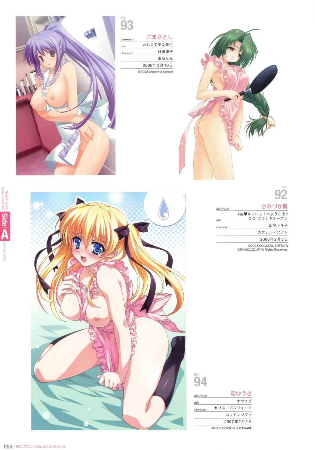 breasts celes_alford female goma_satoshi kimizuka_aoi naked_apron natsumegu nipples pointy_chin rule34 tsukasa_yuuki