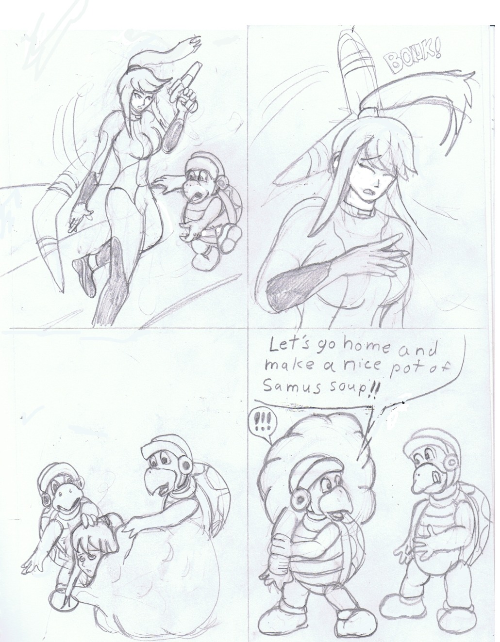 boomerang boomerang_bros. comic cooked_alive cooking_pot female female_prey hammer_bros. human imminent_vore mana_goblin mario_(series) metroid nintendo rule34 samus_aran vore zero_suit