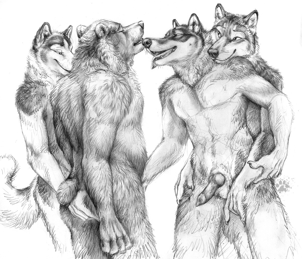 2012 anal anal_fingering anal_penetration animal_genitalia animal_penis anthro anthro_on_anthro anthro_penetrated anthro_penetrating anthro_penetrating_anthro balls bear blotch canid canine canine_genitalia canine_penis canis claws e621 erection eyes_closed fingering from_behind_position genitals greyscale group group_nudity group_sex hand_on_leg handjob interspecies knot knotted_penis looking_pleasured male male/male male_penetrated male_penetrating male_penetrating_male mammal monochrome nude open_mouth penetration penile penile_penetration penis penis_in_ass pointy_ears prick_ears scratches_volume_6 sex simple_background standing tail tongue tongue_out traditional_media_(artwork) white_background wolf