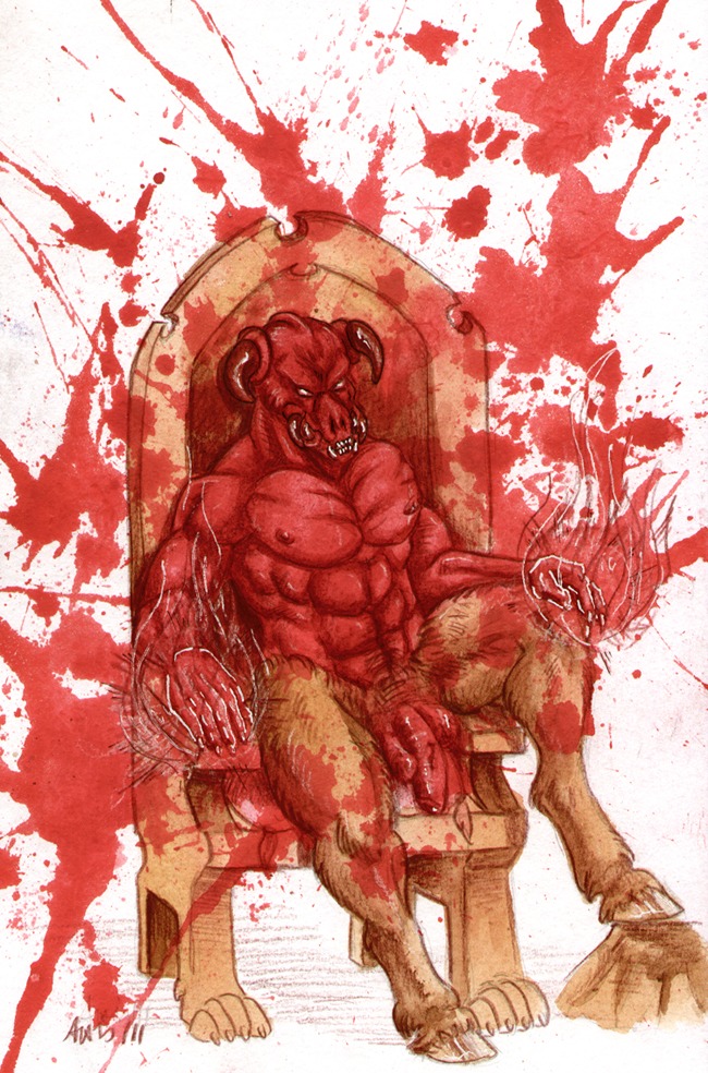 1boy baron_of_hell_(doom) blood doom male male_only rule34 solo tagme throne