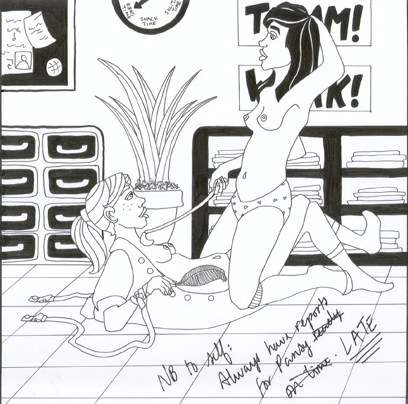 2girls artist_request breasts english_text female female_only ginny_weasley gryffindor harry_potter monochrome nipples pansy_parkinson panties riding_crop rule34 sketch slytherin tagme text witch_(harry_potter) yuri