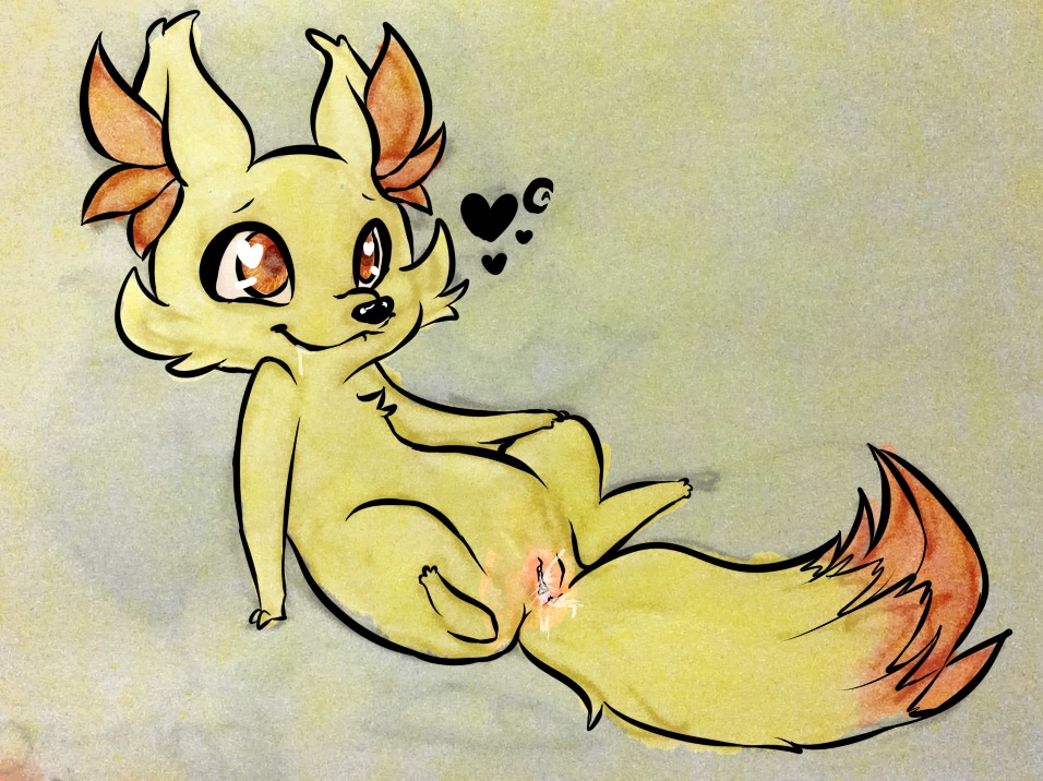 anatomically_correct anatomically_correct_genitalia anatomically_correct_vulva animal_genitalia animal_vulva bodily_fluids canid canine canine_genitalia canine_vulva cum cum_in_vagina cum_inside e621 female fennekin feral generation_6_pokemon genital_fluids genitals mammal nintendo pokemon pokemon_(species) saliva solo tail unknown_artist vulva