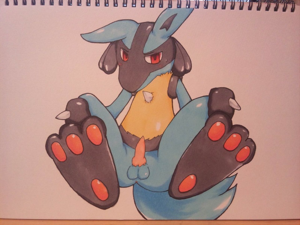 balls blue_fur color feral front_view fur furry lucario male male_only nude penis pokemon pokemon_(species) rule34 sitting solo tagme testicles