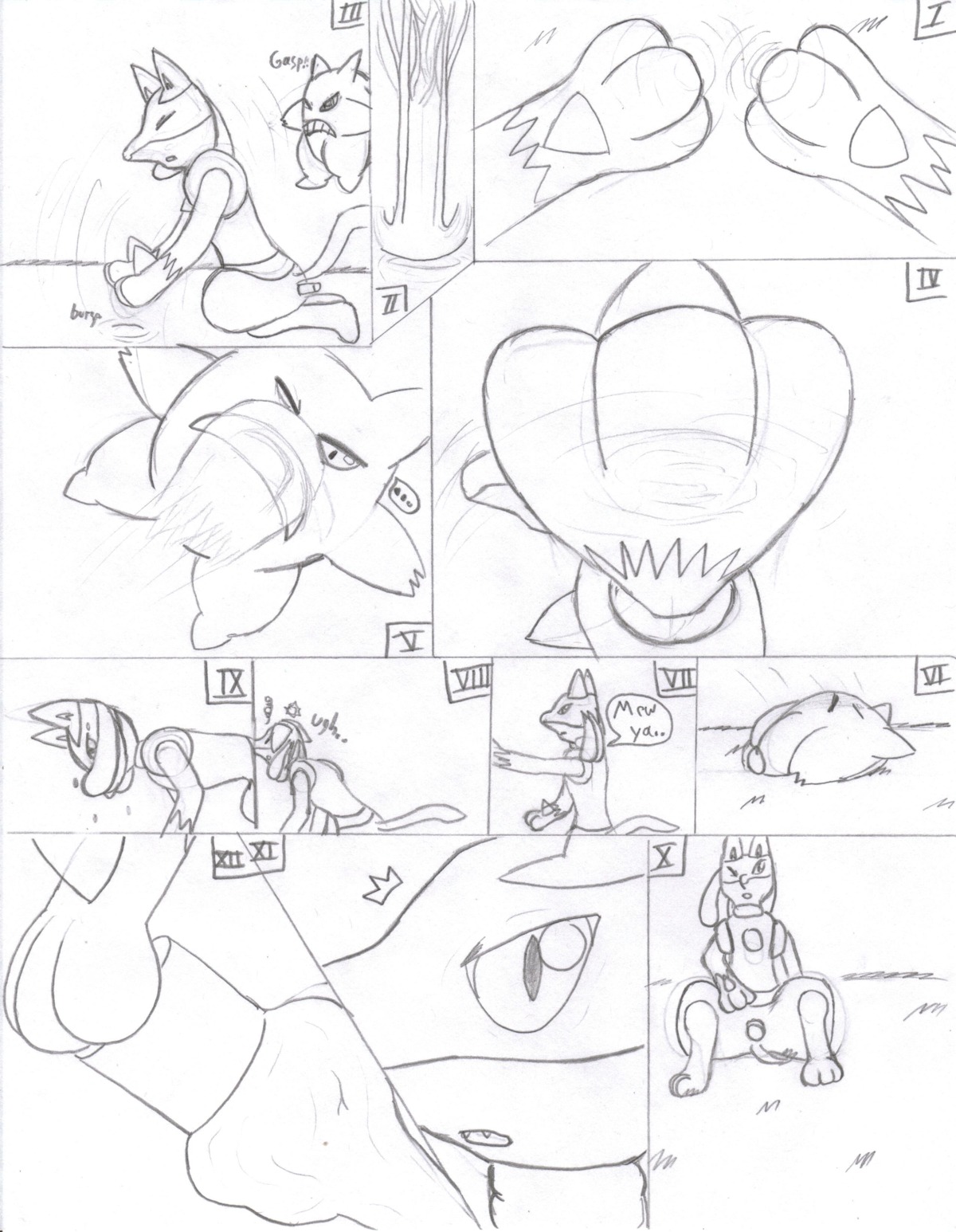 ambiguous_gender female fur furry gengar lucario monochrome nintendo pokemon pokemon_(species) rule34