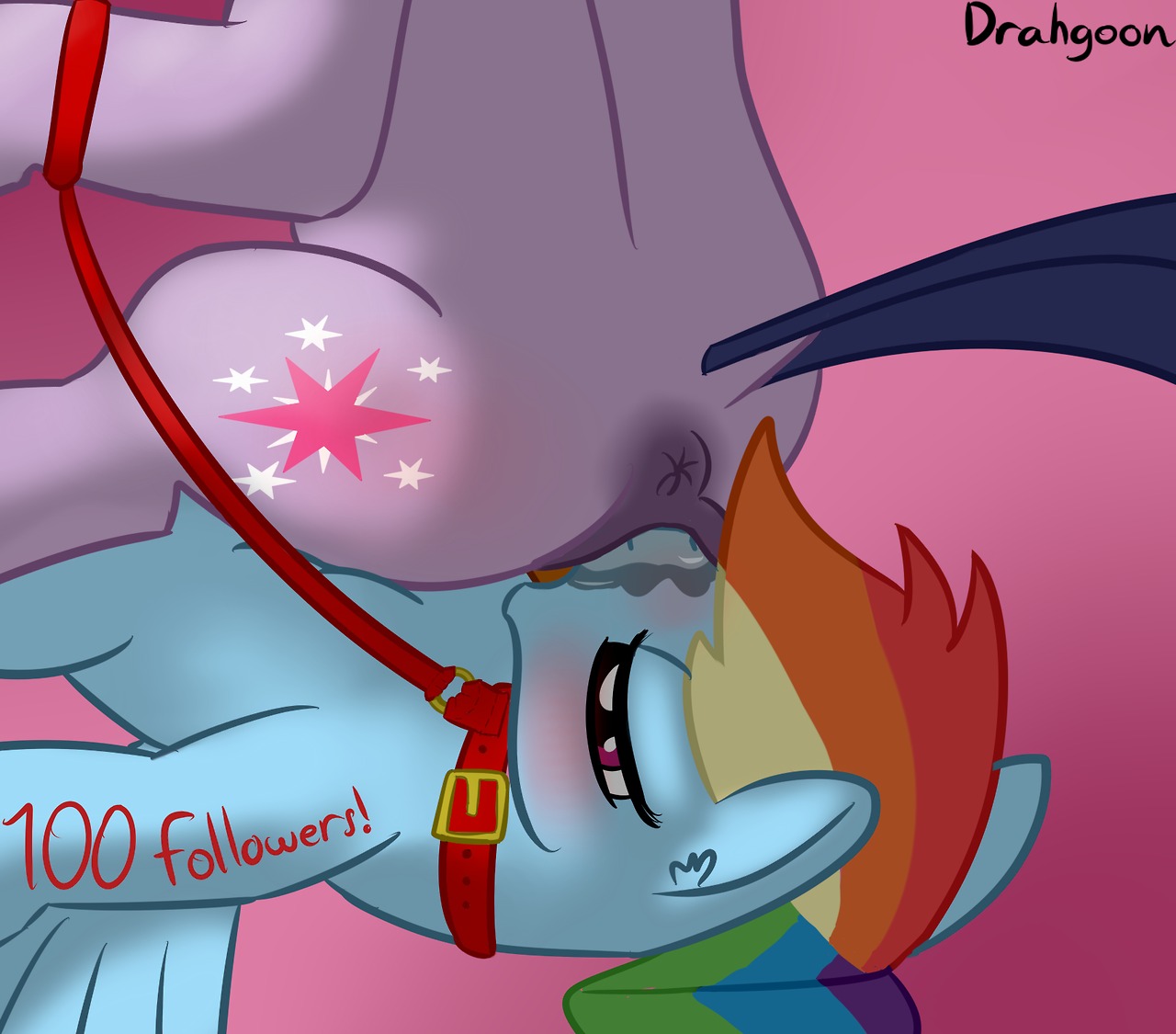 anus blue_body blue_feathers blue_fur collar cunnilingus cutie_mark dominant dominant_female drahgoon duo e621 english_text equid equine feathered_wings feathers female female/female female_feral feral friendship_is_magic fur genitals hair hasbro leash lying mammal multicolored_hair my_little_pony mythological_creature mythological_equine mythology on_back oral pegasus plump_labia purple_body purple_fur rainbow_dash_(mlp) rainbow_hair sex sitting snout_fuck submissive submissive_female text twilight_sparkle_(mlp) vaginal vulva wings