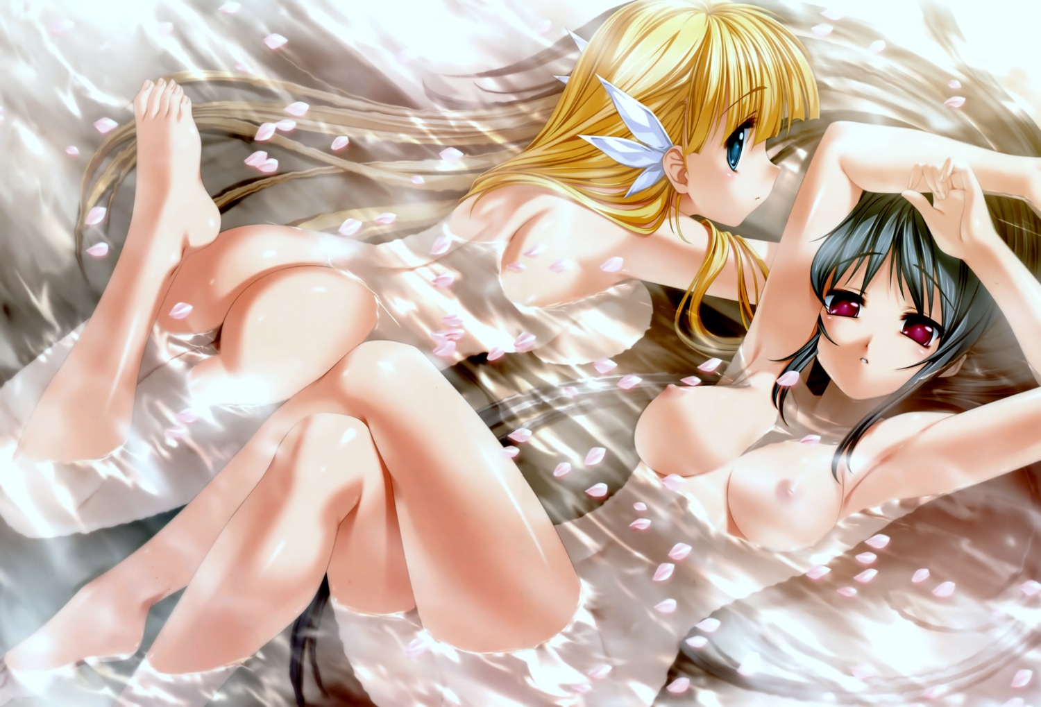 2girls arue_(princess_frontier) ass bath breasts female female_only multiple_females multiple_girls nude princess_frontier reki_lockheart rule34 senomoto_hisashi wet