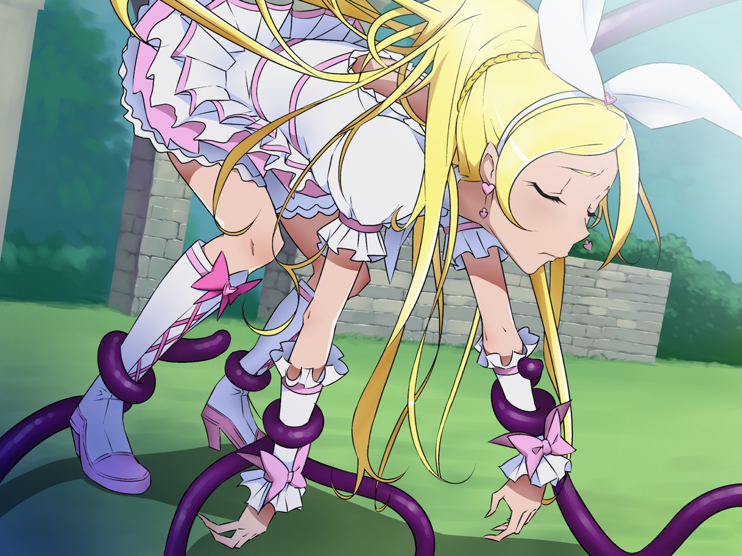 blonde_hair clothing cure_rhythm dress female highres ice_place magical_girl minamino_kanade precure pretty_cure rape rule34 suite_precure tentacle