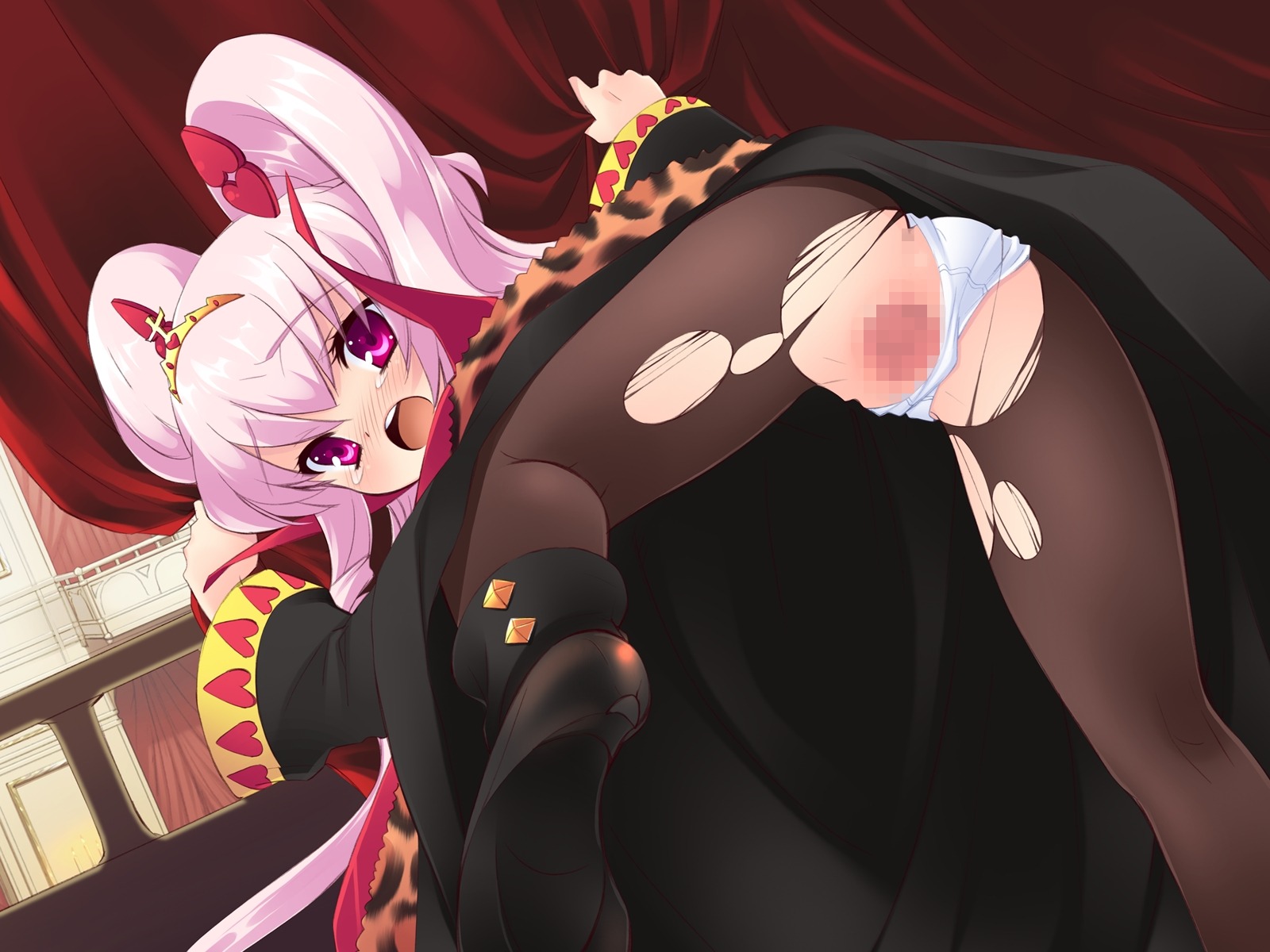 alice_parade censored female panties pantyhose pink_hair pussy queen_lavinia rule34 underwear