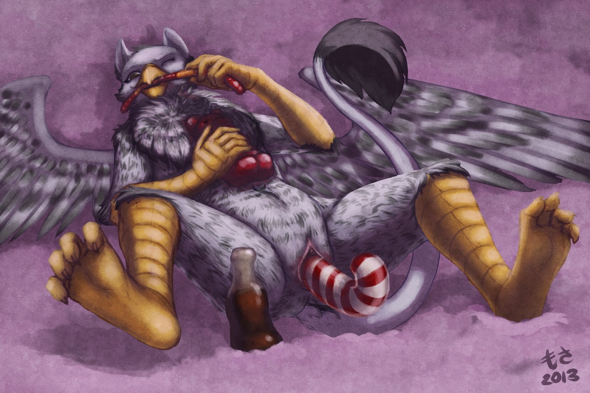 2013 3:2 4_toes anthro avian beak biped candy candy_cane clitoris dessert dildo e621 feathered_wings feathers feet female food food_fetish food_insertion food_play genitals grey_body grey_feathers gryphon gummy_(food) gummy_bear_(food) gummy_cola gummy_worm improvised_sex_toy lying masturbation mosa mythological_avian mythological_creature mythology nude on_back one_eye_closed penetration sex_toy solo spread_legs spreading tail toes toying_self vaginal vaginal_masturbation vaginal_penetration vulva wings