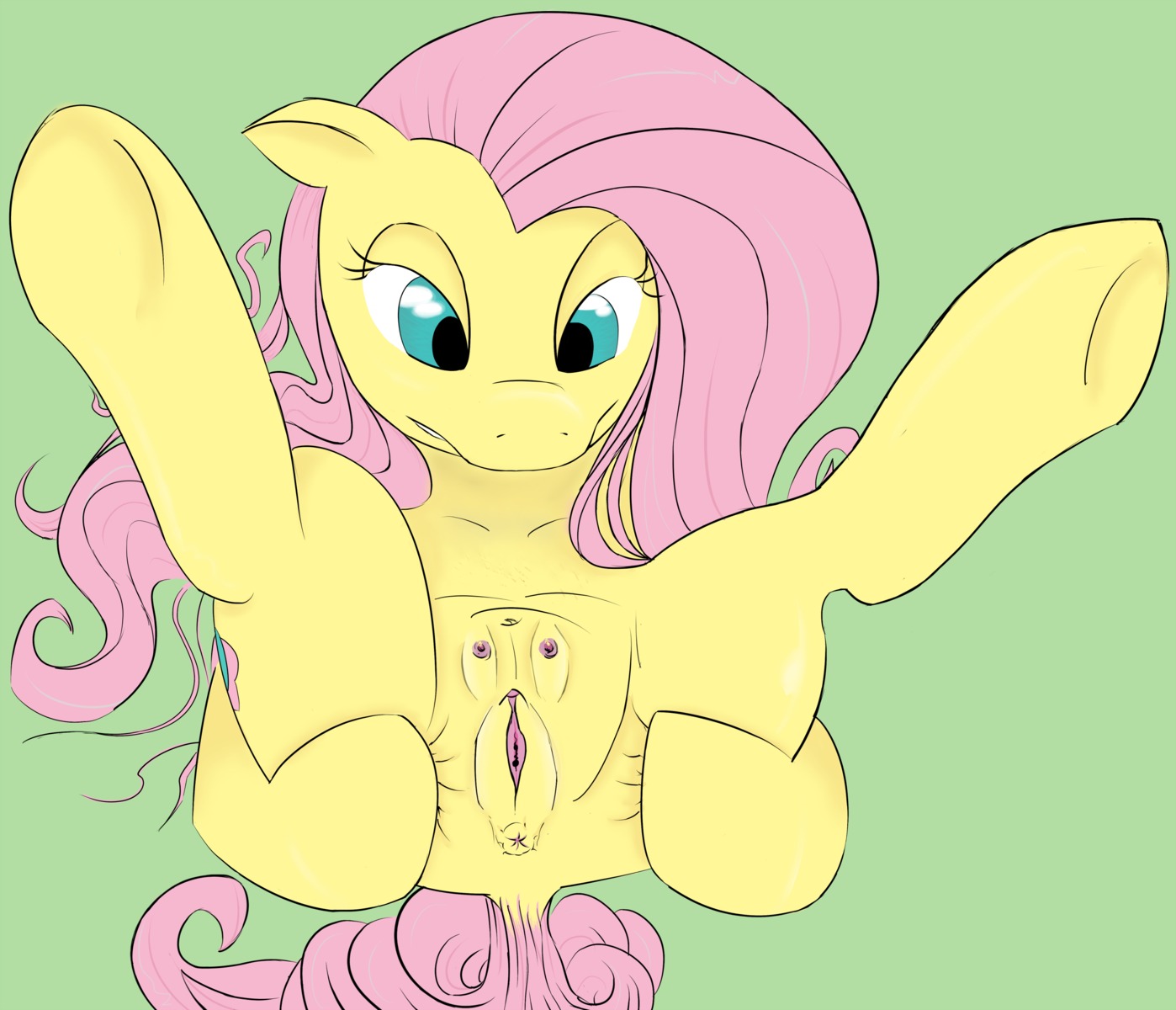 breasts crotchboobs equine female feral fluttershy_(mlp) friendship_is_magic horse litcigarette my_little_pony nipples pony rule34 smooth_skin tagme