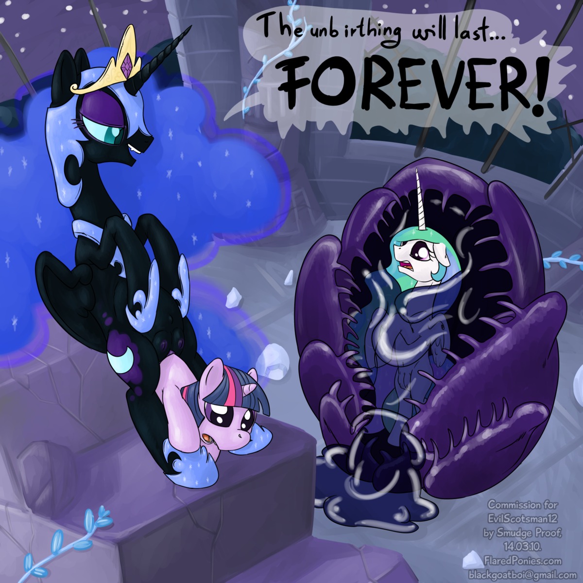 1:1 armor black_body black_feathers crown digital_media_(artwork) e621 english_text equid equine feathered_wings feathers female feral friendship_is_magic fur genitals group hair hasbro headgear helmet hi_res horn mammal multicolored_hair my_little_pony mythological_creature mythological_equine mythology nightmare_moon_(mlp) princess_celestia_(mlp) purple_body purple_eyes purple_fur purple_hair smudge_proof teal_eyes teats text tongue twilight_sparkle_(mlp) two_tone_hair unbirthing unicorn vaginal vore vulva white_body white_feathers white_fur winged_unicorn wings