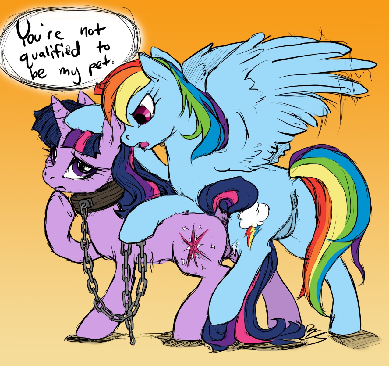 absurd_res anatomically_correct anatomically_correct_genitalia anatomically_correct_vulva angry animal_genitalia animal_vulva anus bdsm blue_body blue_feathers blue_fur bodily_fluids buttercup_saiyan chain chain_leash collar color_edit colored cutie_mark dialogue dominant dominant_female duo e621 english_text equid equine equine_genitalia equine_vulva eye_contact feathered_wings feathers female female/female feral friendship_is_magic frown fur genital_fluids genitals gradient_background grinding hair hasbro hi_res highlights_(coloring) hooves horn leash looking_at_another looking_back mammal multicolored_hair multicolored_tail my_little_pony mythological_creature mythological_equine mythology open_mouth pegasus petplay pink_eyes pink_highlights purple_body purple_eyes purple_fur purple_hair pussy_juice_on_partner rainbow_dash_(mlp) rainbow_hair rainbow_tail raised_hoof raised_tail roleplay rubbing rubbing_vulva simple_background slave submissive submissive_female tail text third-party_edit twilight_sparkle_(mlp) two_tone_hair unicorn vaginal_fluids vulva wing_boner wings