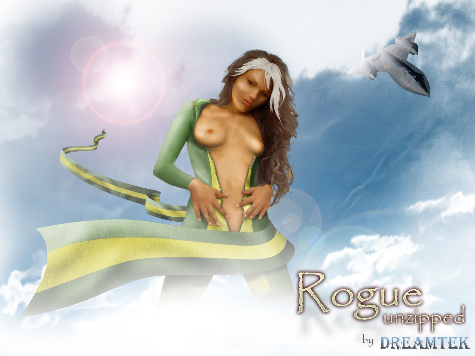 1girls anna_marie breasts brown_hair dreamtek female female_only long_hair marvel marvel_comics nipples rogue_(x-men) rule34 solo straight_hair tagme x-men