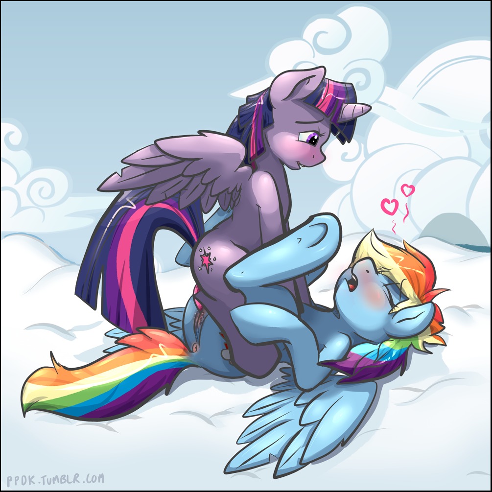 1:1 2013 anus black_border blue_body blue_feathers blue_fur blush border cloud cowgirl_position cutie_mark dildo double_dildo duo e621 equid equine feathered_wings feathers female female/female female_on_bottom female_on_top feral friendship_is_magic from_front_position fur genitals hair hasbro heart_symbol horn lying mammal multicolored_hair multicolored_tail my_little_pony mythological_creature mythological_equine mythology omega256 on_back on_bottom on_top outside pegasus penetration purple_body purple_fur purple_hair rainbow_dash_(mlp) rainbow_hair rainbow_tail sex sex_toy sky skyscape straddling tail twilight_sparkle_(mlp) two_tone_hair vaginal vulva winged_unicorn wings