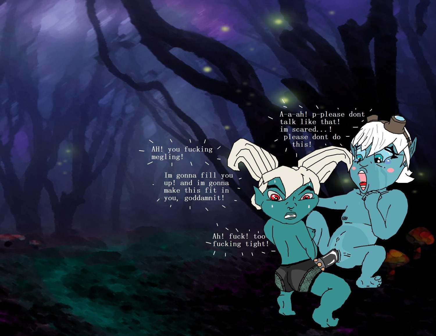 2girls female league_of_legends multiple_females multiple_girls poppy riot_games rule34 shortstack smooth_skin strap-on strapon tagme tristana yordle