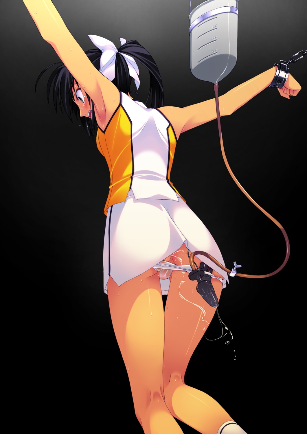 1girls anal anus bondage buttplug buttplug_enema enema enema_buttplug f-ism female female_focus female_human female_only femsub hair_ribbon highres human human_female human_focus human_only murakami_suigun original panties restrained ribbon rule34 shocked_expression skirt solo solo_female solo_focus straight_hair underwear upskirt wet_panties white_hair_ribbon white_panties white_ribbon wrists_chained