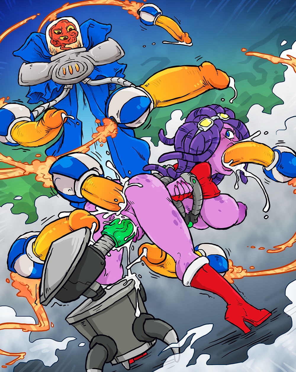 2013 alien alien_humanoid all_three_filled anal anal_penetration awesomenauts big_breasts blue_eyes bodily_fluids boots breasts clothed clothing coco_nebulon cum cum_from_ass cum_from_mouth cum_from_vagina cum_in_ass cum_in_mouth cum_in_vagina cum_inside dildo double_penetration e621 excessive_cum excessive_genital_fluids fellatio female footwear genital_fluids genitals green_dildo group hair hi_res high_heeled_boots high_heels humanoid machine male male/female nipples not_furry oral oral_penetration penetration penile penis penis_everywhere pink_body pink_skin purple_hair robot rocket rocket_dildo rocket_dongs sex sex_toy shoes sparrow_(artist) topless triple_penetration vaginal vaginal_penetration vein veiny_dildo voltar_the_omniscient
