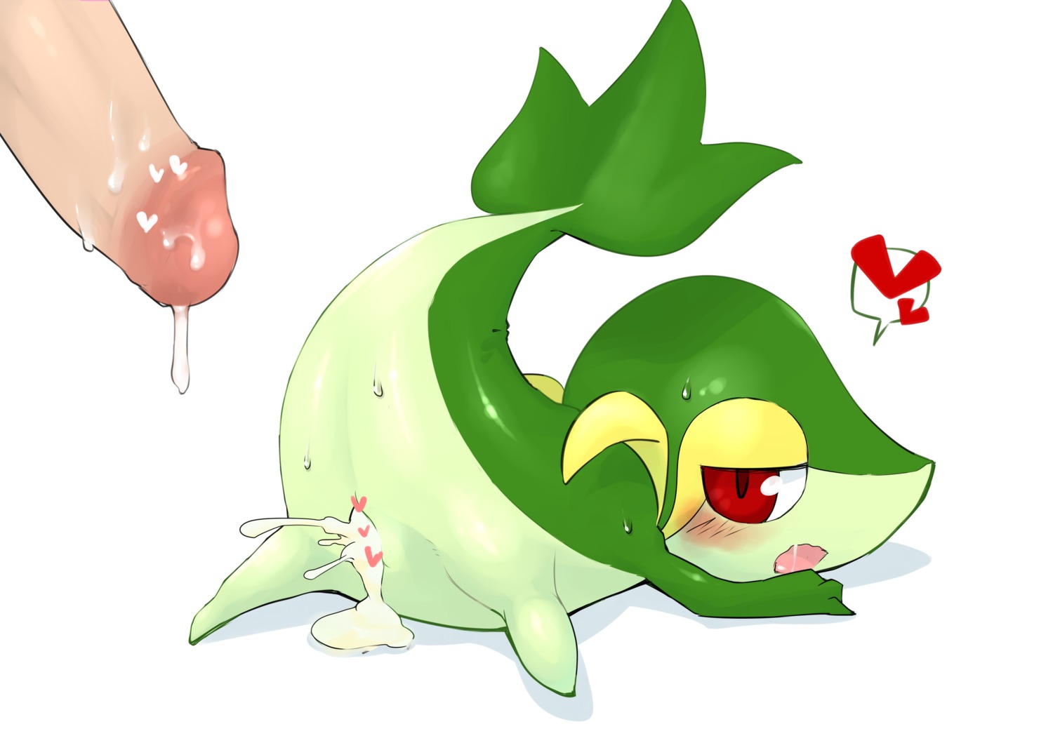 after_sex color female human interspecies male nudity penis pokemon pokemon_(species) pokemon_bw pussy rule34 snivy straight vulva white_background