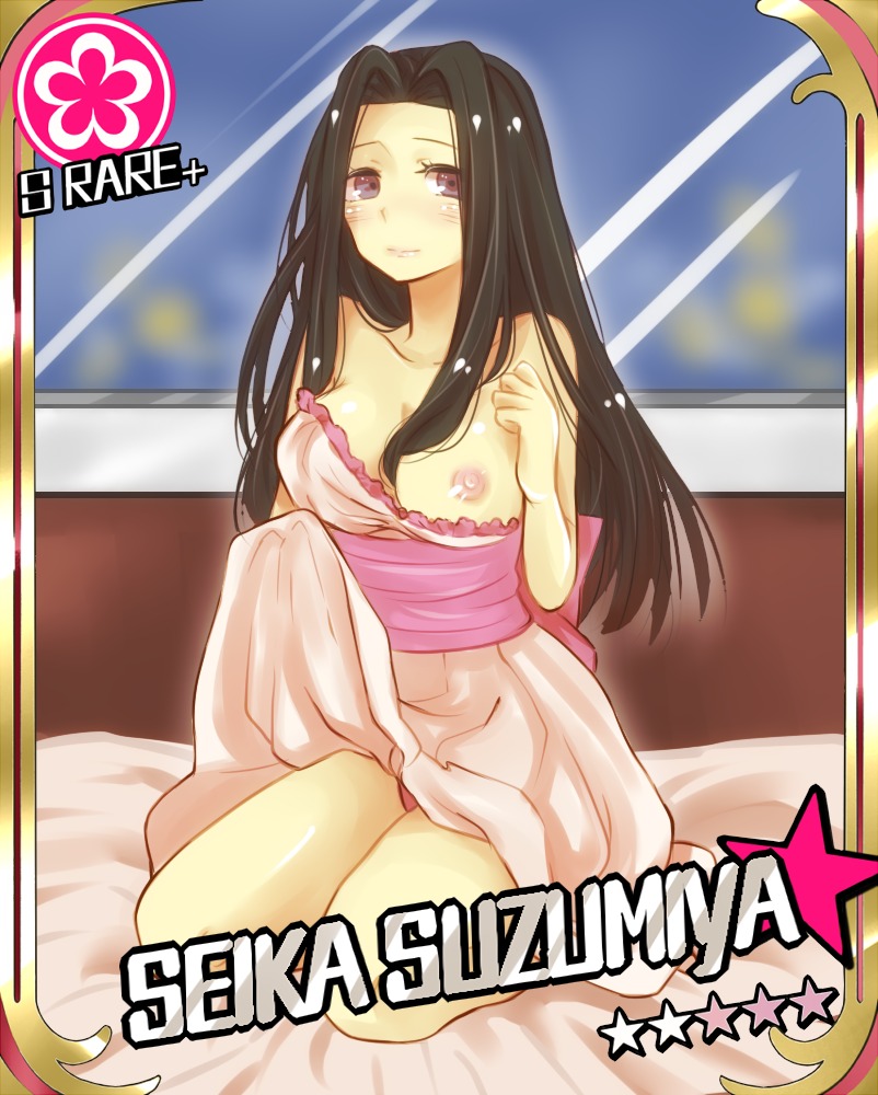 black_hair breasts female idolmaster idolmaster_cinderella_girls nipples rule34 suzumiya_seika
