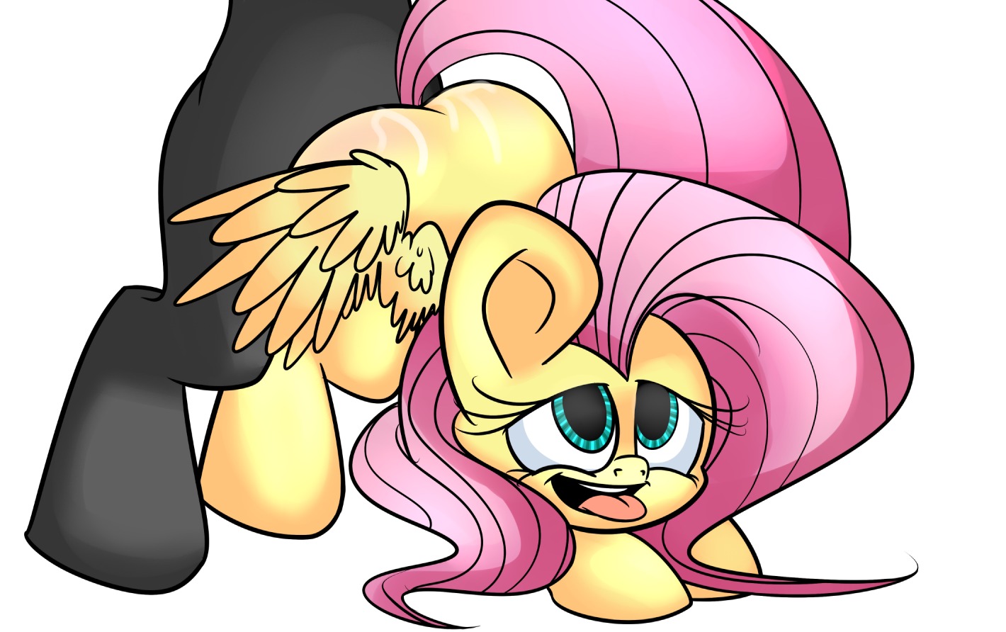 all_fours black_body black_fur blue_eyes blush doggystyle duo e621 equid equine extradan feathered_wings feathers female female_penetrated feral fluttershy_(mlp) friendship_is_magic from_behind_position fur hair hasbro long_hair male male/female male_penetrating male_penetrating_female mammal my_little_pony mythological_creature mythological_equine mythology open_mouth pegasus penetration pink_hair sex simple_background smile tail tongue tongue_out white_background wings yellow_body yellow_feathers yellow_fur
