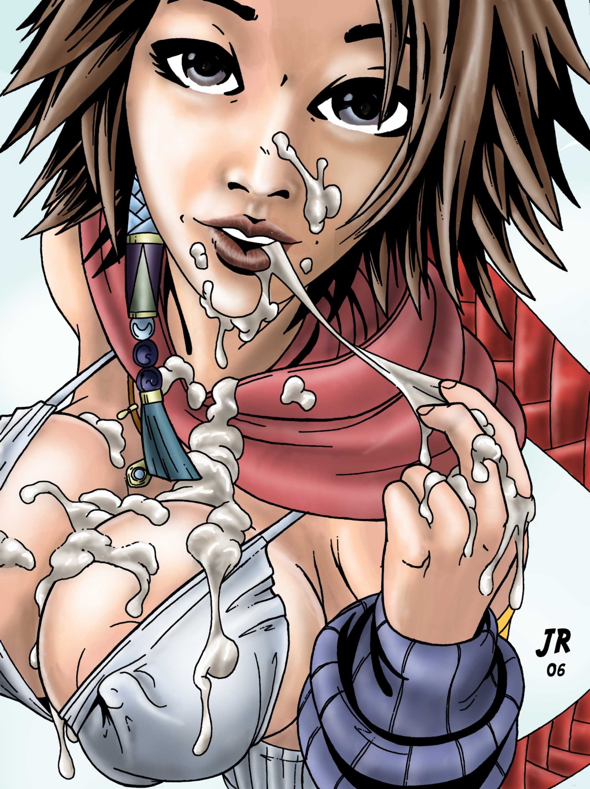 1girls 2d breasts female female_only final_fantasy final_fantasy_x-2 nipples nipples_visible_through_clothing rule34 snaketrap solo solo_female tagme yuna yuna_(gunner)