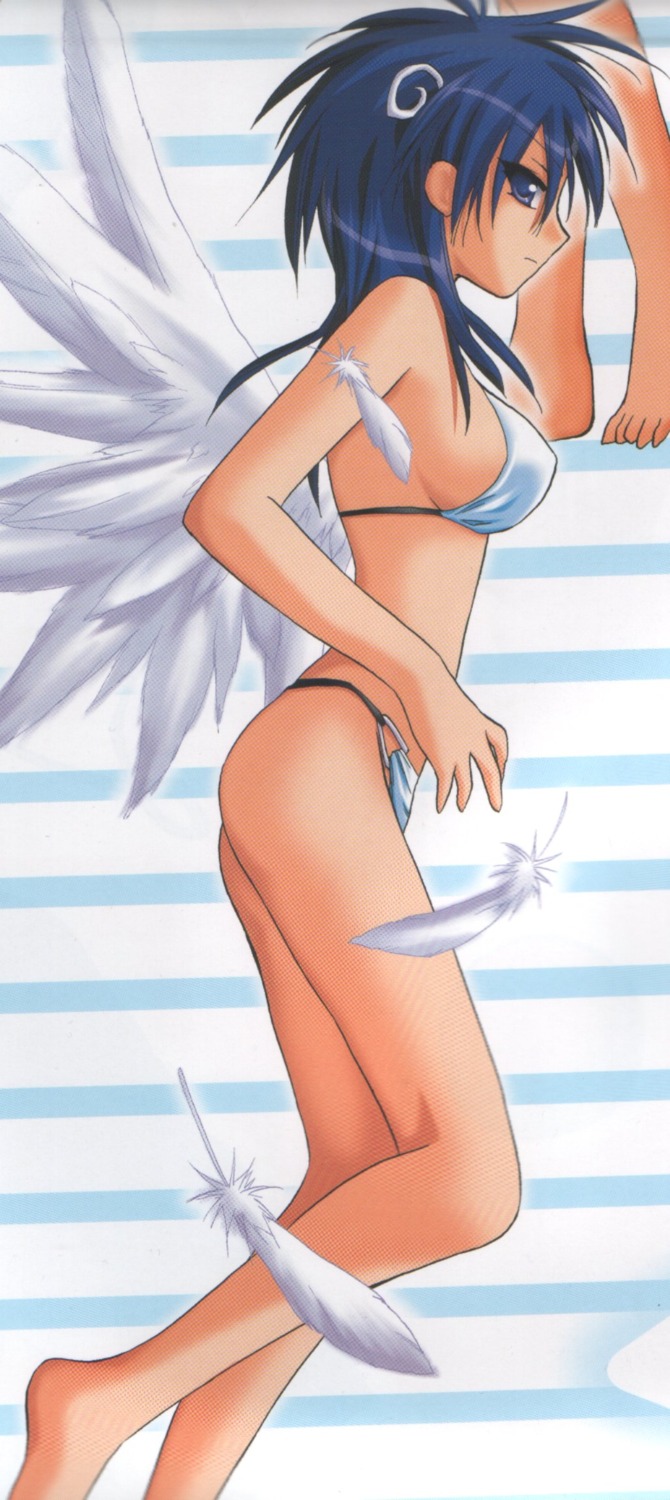 1girls bikini blue_hair breasts female galaxy_angel galaxy_angel_rune highres kanan lily_c._sherbet rule34 sideboob solo swimsuit wings