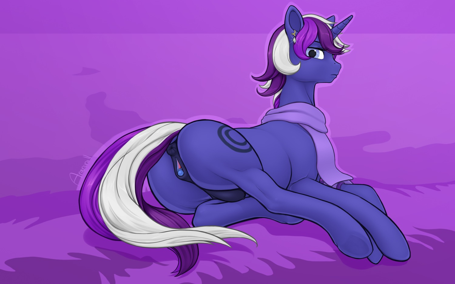 16:10 anatomically_correct anatomically_correct_genitalia anatomically_correct_vulva animal_genitalia animal_vulva anus arareroll blue_body blue_eyes blue_fur butt digital_media_(artwork) e621 equid equine equine_genitalia equine_vulva fan_character female feral fur genitals hasbro hi_res horn looking_at_viewer lying mammal my_little_pony mythological_creature mythological_equine mythology nude on_side presenting presenting_hindquarters presenting_vulva solo unicorn vulva waning_crescent widescreen