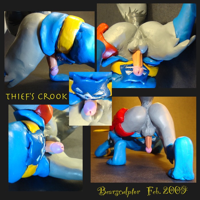 1boy 2009 anthro ass balls bearsculptor cane flaccid furry gay male male_only penis photo_(medium) raccoon rule34 sculpture sly_cooper sly_cooper_(series) smooth_fur solo tagme yaoi