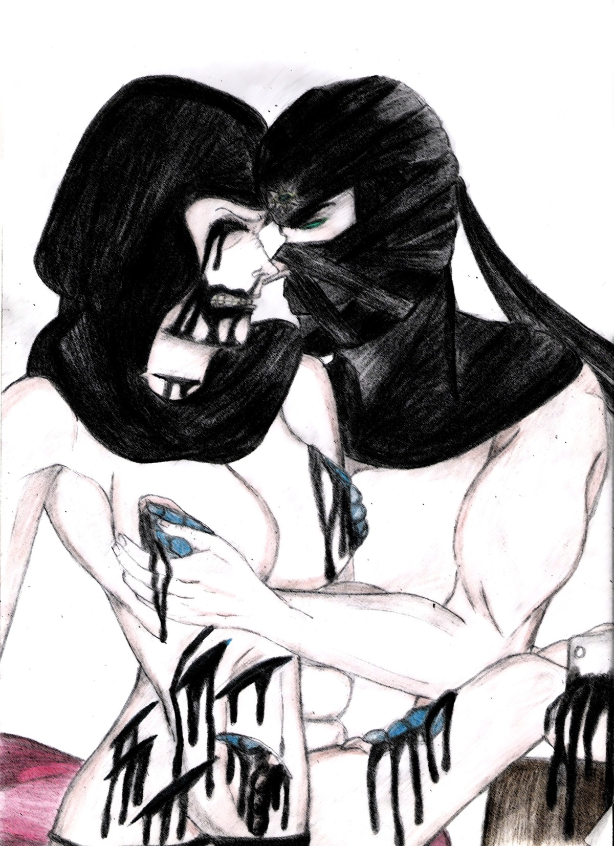 1boy 1girls artist_request blood color defeated ermac female gore guro male mortal_kombat noob_saibot rule34 rule_63 tagme uncensored