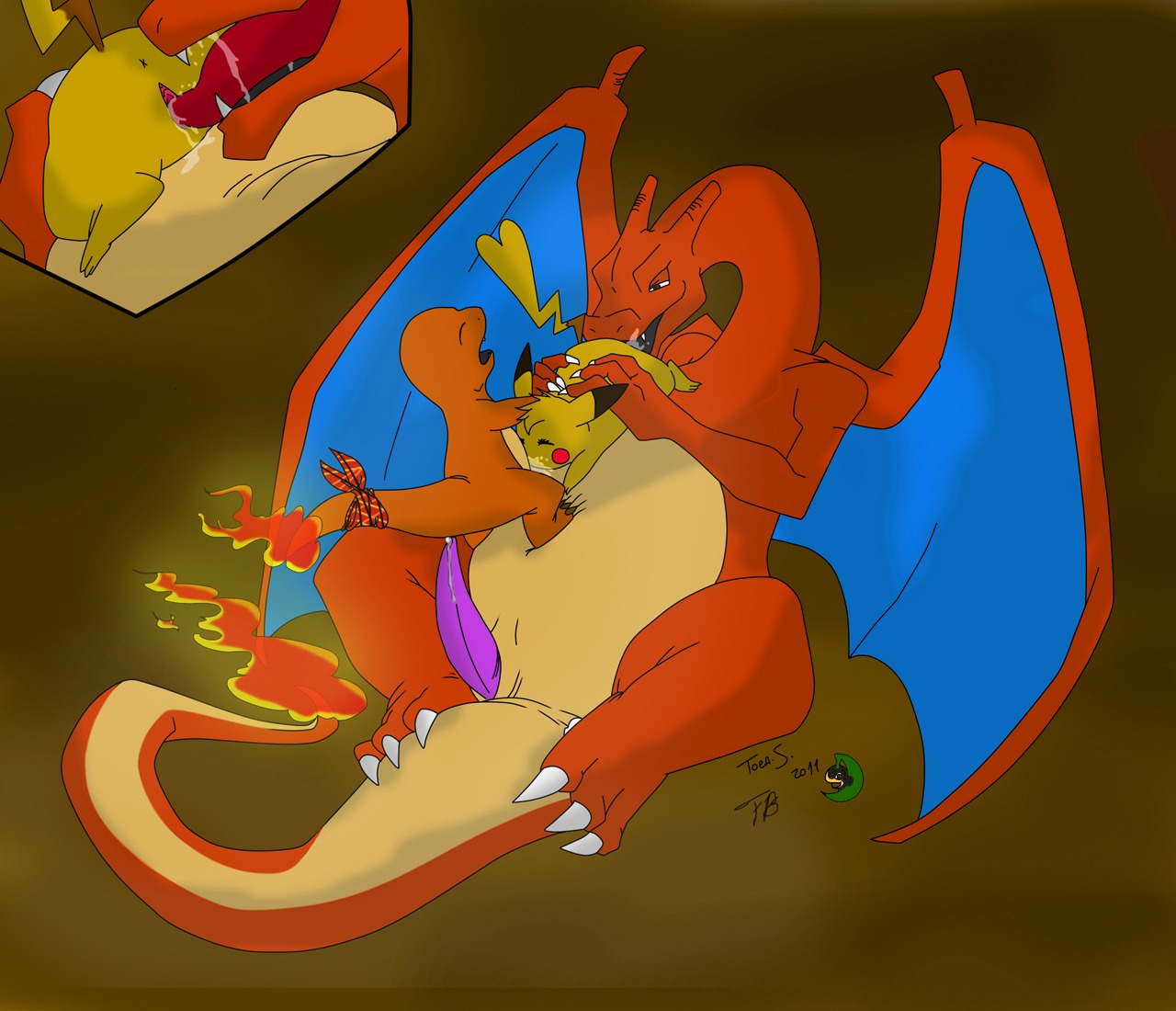 2011 charizard charmander color cum cunnilingus fellatio female fire interspecies male multiple_males nintendo nude oral penis pikachu pok&eacute;mon_(species) pokemon pokemon_(species) pokemon_rgby pussy rule34 sitting size_difference straight tail tail_fire timmymonsta vulva