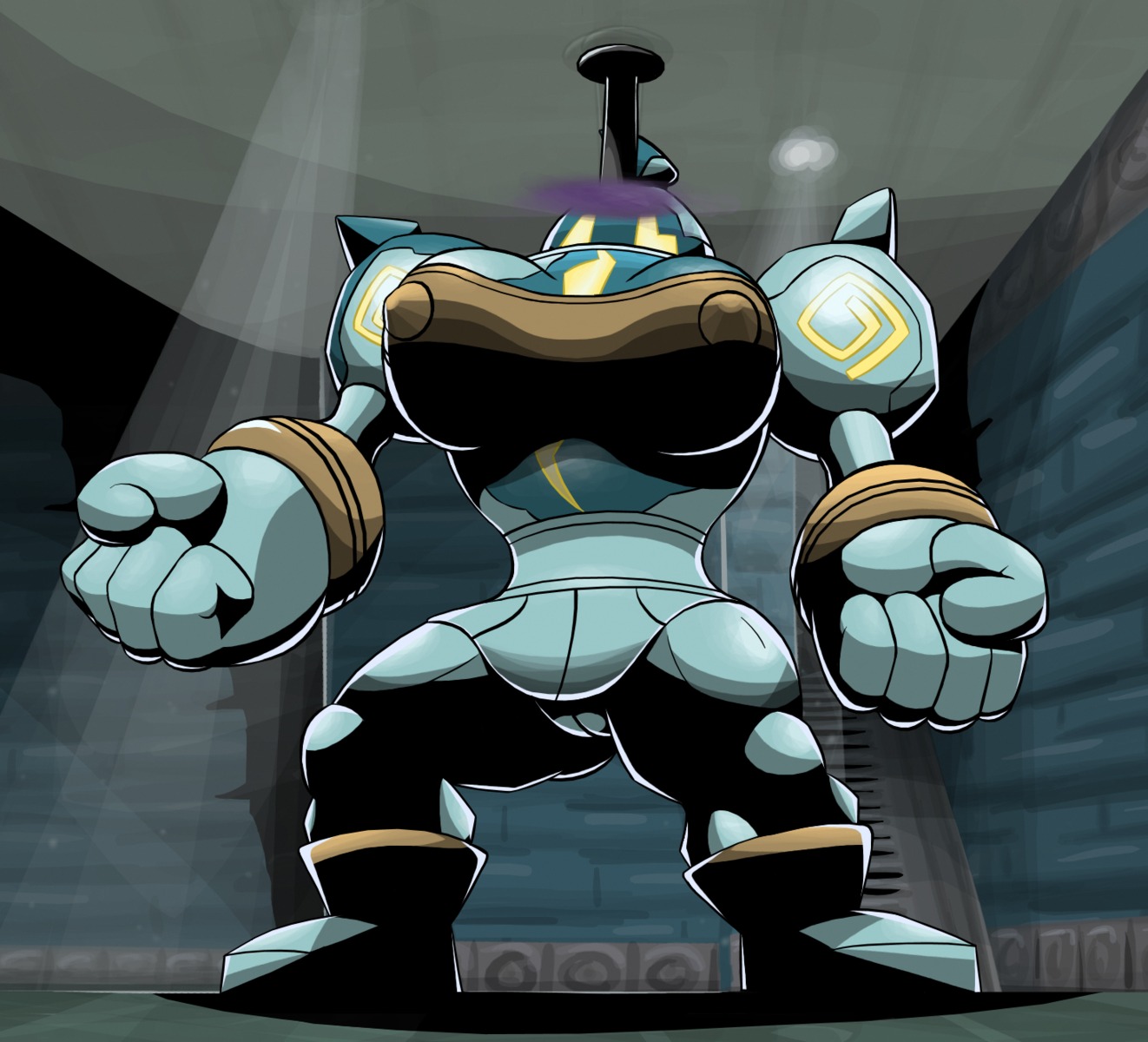 5_fingers breasts e621 female fingers generation_5_pokemon genitals golurk hi_res inside nintendo ole pokemon pokemon_(species) shaded solo vulva