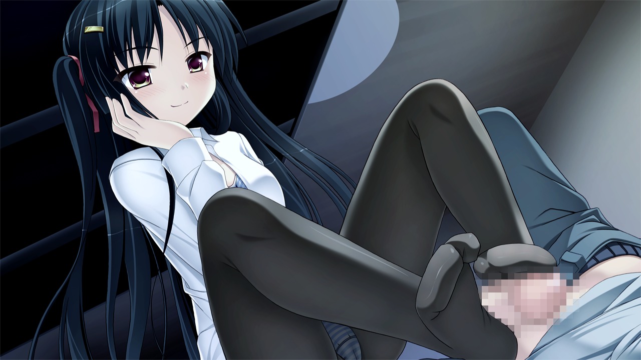black_hair censored female game_cg male panties pantyhose penis rule34 tagme underwear