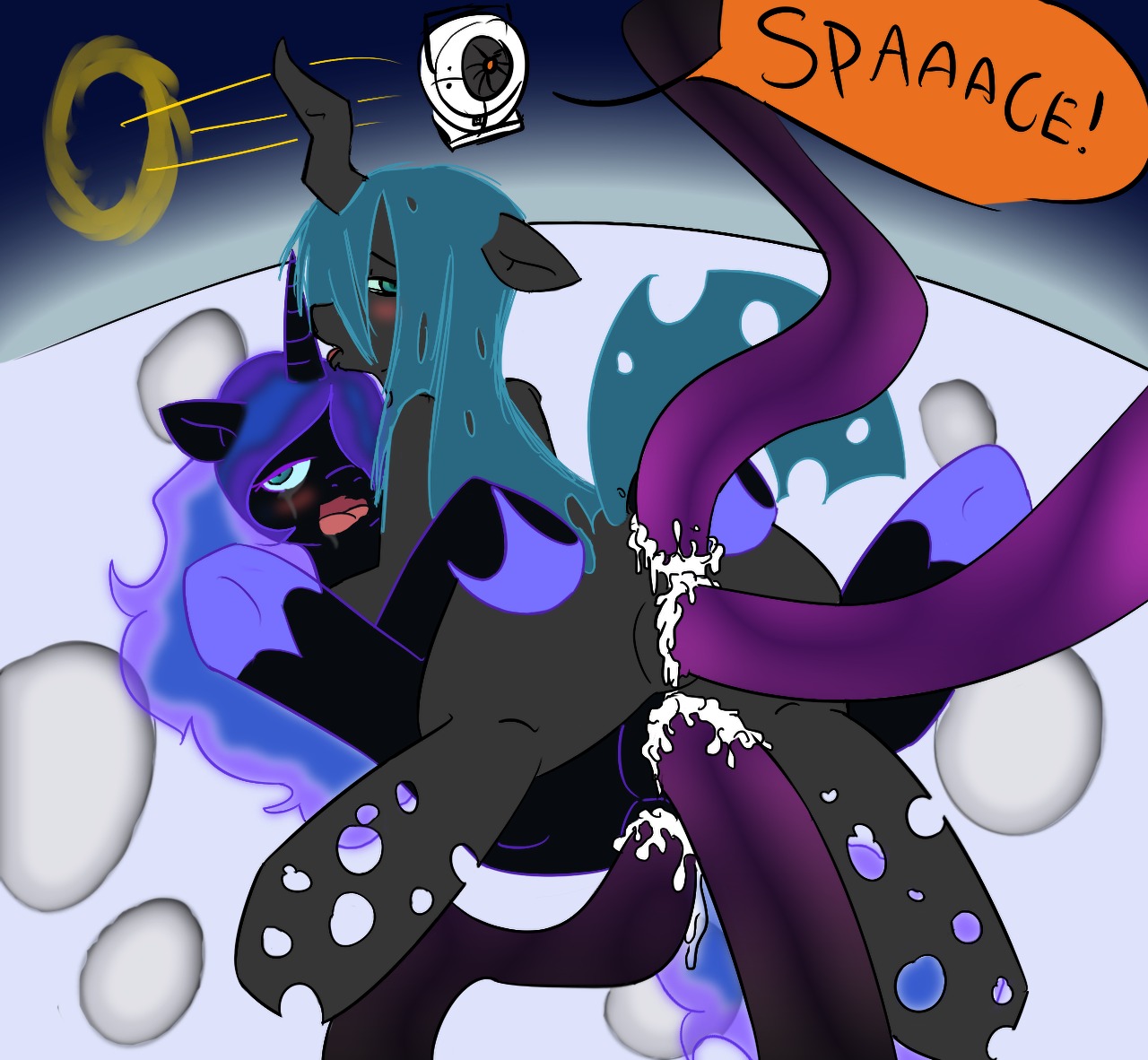 anal anal_penetration anus arthropod artificial_intelligence blue_eyes blue_hair blush bodily_fluids butt changeling_(mlp) consentacles crossover cum cum_from_ass cum_from_vagina cum_in_ass cum_in_vagina cum_inside double_penetration duo e621 equid equine female female/female feral feral_penetrated friendship_is_magic genital_fluids genitals hair hasbro horn horse insect_wings interspecies larger_female larger_feral long_hair looking_at_viewer machine male male_non-humanoid_machine mammal moon mrfatcakes multiple_penetration my_little_pony mythological_creature mythological_equine mythology nightmare_moon_(mlp) non-humanoid_machine orb_robot penetration personality_core_(portal) pony portal portal_(series) purple_tentacles queen_chrysalis_(mlp) robot saliva sex size_difference smaller_male space space_core_(portal) tentacle_sex tentacles tongue vaginal vaginal_fluids vaginal_penetration valve valve_corporation vulva winged_unicorn wings