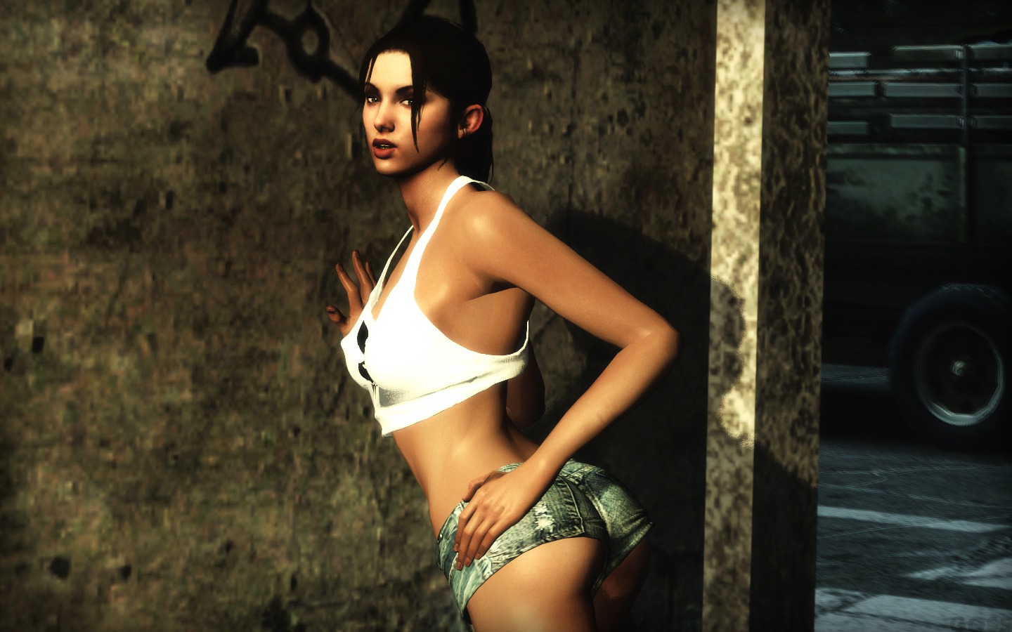 1girls 3d against_wall artist_request ass before_anal female female_only garry's_mod human human_female human_only jean_shorts left_4_dead left_4_dead_(series) perfect_body ponytail rule34 solo solo_female tagme white_shirt zoey_(left_4_dead)