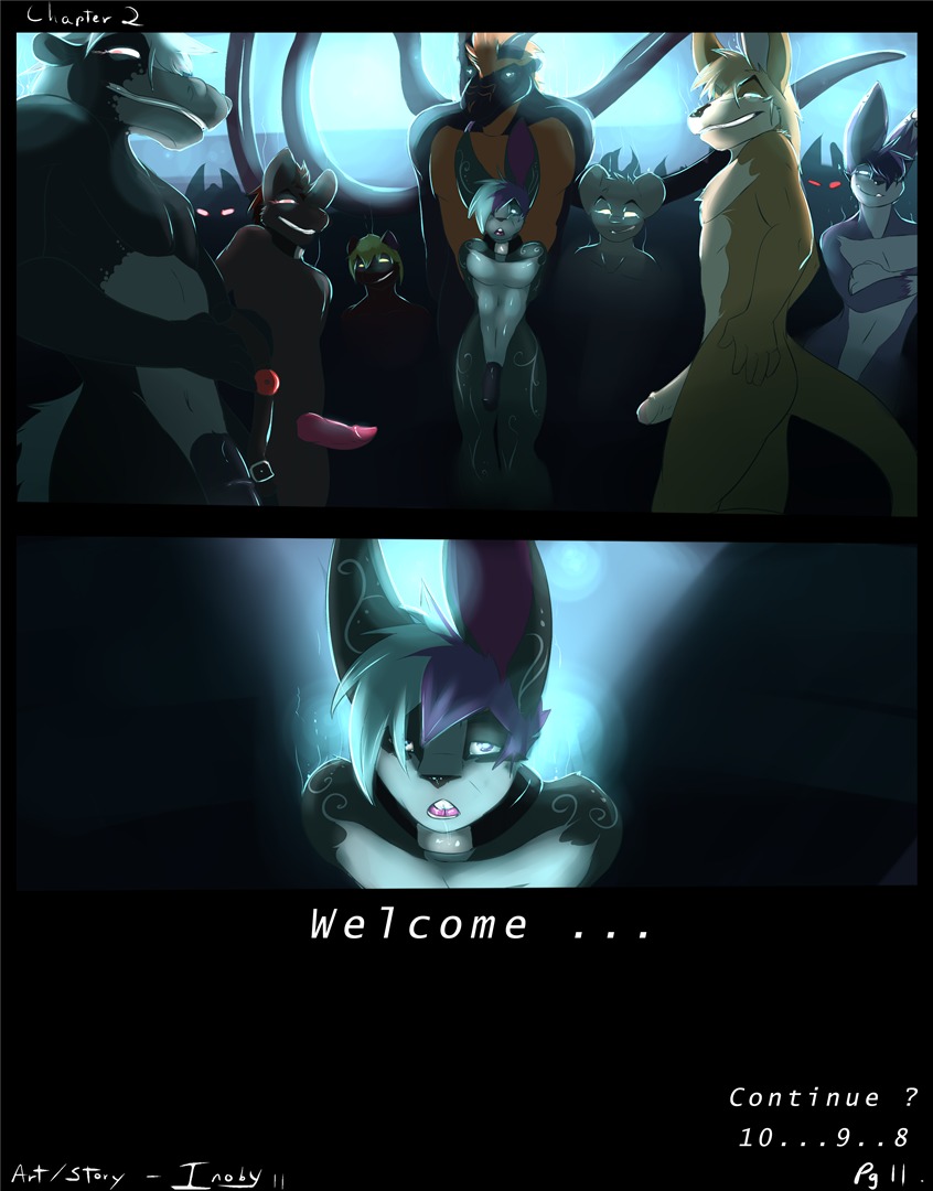 anthro blonde_hair canid canine collar comic dialogue dragon e621 english_text equid equine erection genitals group hair horse inoby lagomorph male male/male mammal multiple_scenes mythological_creature mythological_scalie mythology orange_hair orion_(inoby) penis purple_hair reptile scalie shatter tail tentacles text white_hair