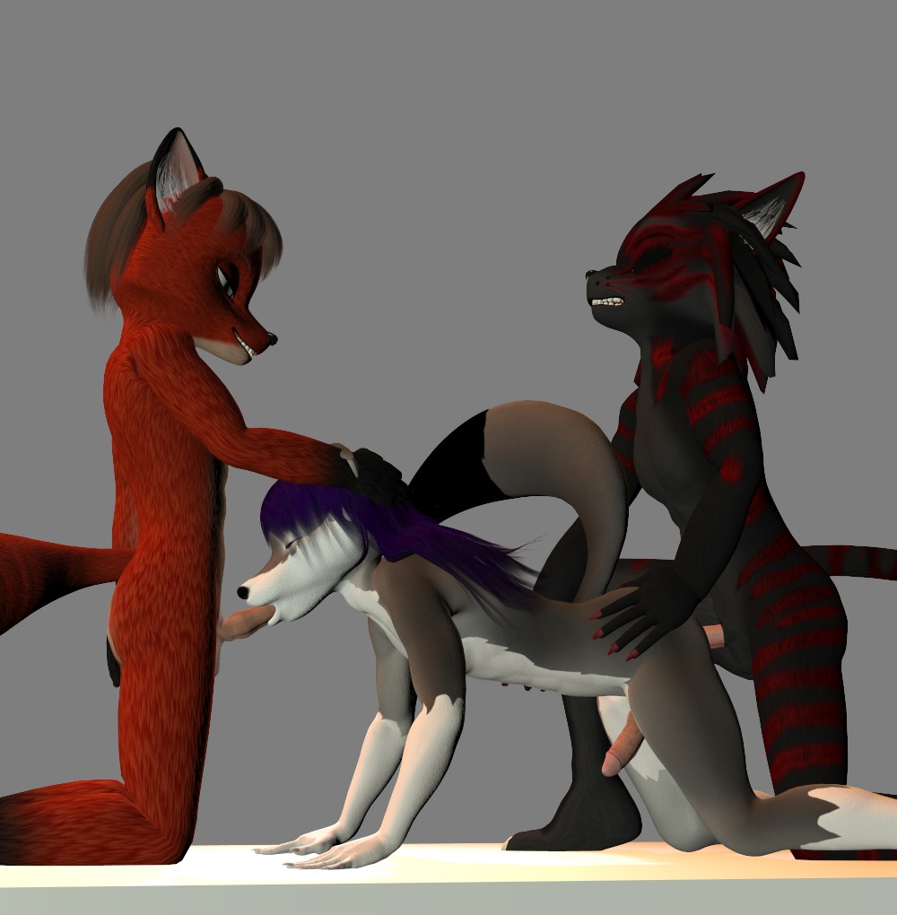 anal anal_sex anthro canine closed_eyes demarticus_stone demarticusstone doggy_style erection feline fox from_behind fur furry gay kagesan kashi_(character) male oral oral_sex penetration penis rule34 sex threesome tiger vega wolf