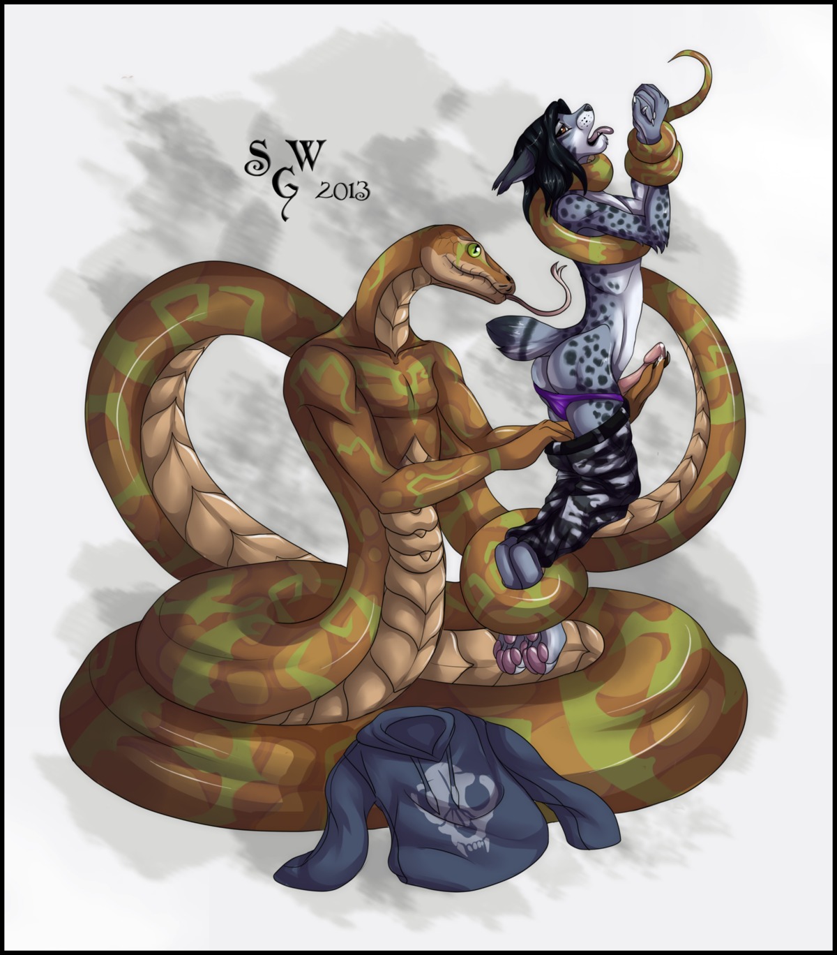 2013 anthro asphyxiation assisted_exposure black_border border bottomwear bottomwear_down brown_eyes charon-av choking clothed clothing duo e621 erection felid feline femboy forked_tongue genitals glowing green_eyes hi_res humanoid_genitalia humanoid_penis kalisster_ssin long_tongue lynx male male/male mammal pants pants_down partially_clothed pawpads paws penis pink_penis python reptile scalie signature silvergrin snake strangling text tongue tongue_out underwear undressing