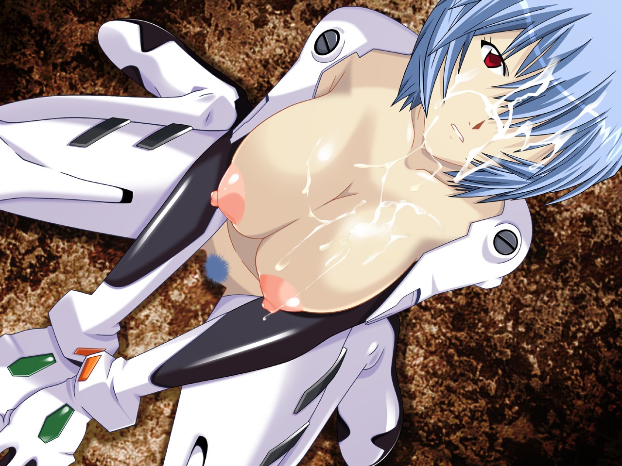 1girls artist_request blue_hair blue_pubic_hair bodysuit breasts clothing cum female gainax hair human large_breasts light-skinned_female light_skin neon_genesis_evangelion nipples pale-skinned_female pale_skin pilot_suit plugsuit pubic_hair red_eyes rei_ayanami rule34 short_hair