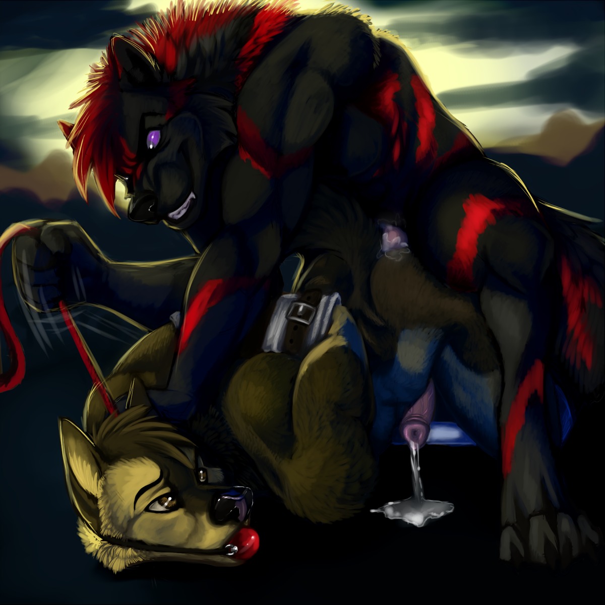 1:1 2013 all_fours anal anal_penetration animal_genitalia animal_penis bdsm bent_over bodily_fluids bondage bound canid canine canine_genitalia canine_penis cum cum_in_ass cum_inside cum_while_penetrated doggystyle dominant dominant_male duo e621 ejaculation erection from_behind_position genital_fluids genitals grin hands-free hi_res kitara_(artist) leash looking_back male male/male male_penetrated male_penetrating male_penetrating_male mammal nude orgasm penetration penis sex smile submissive submissive_male