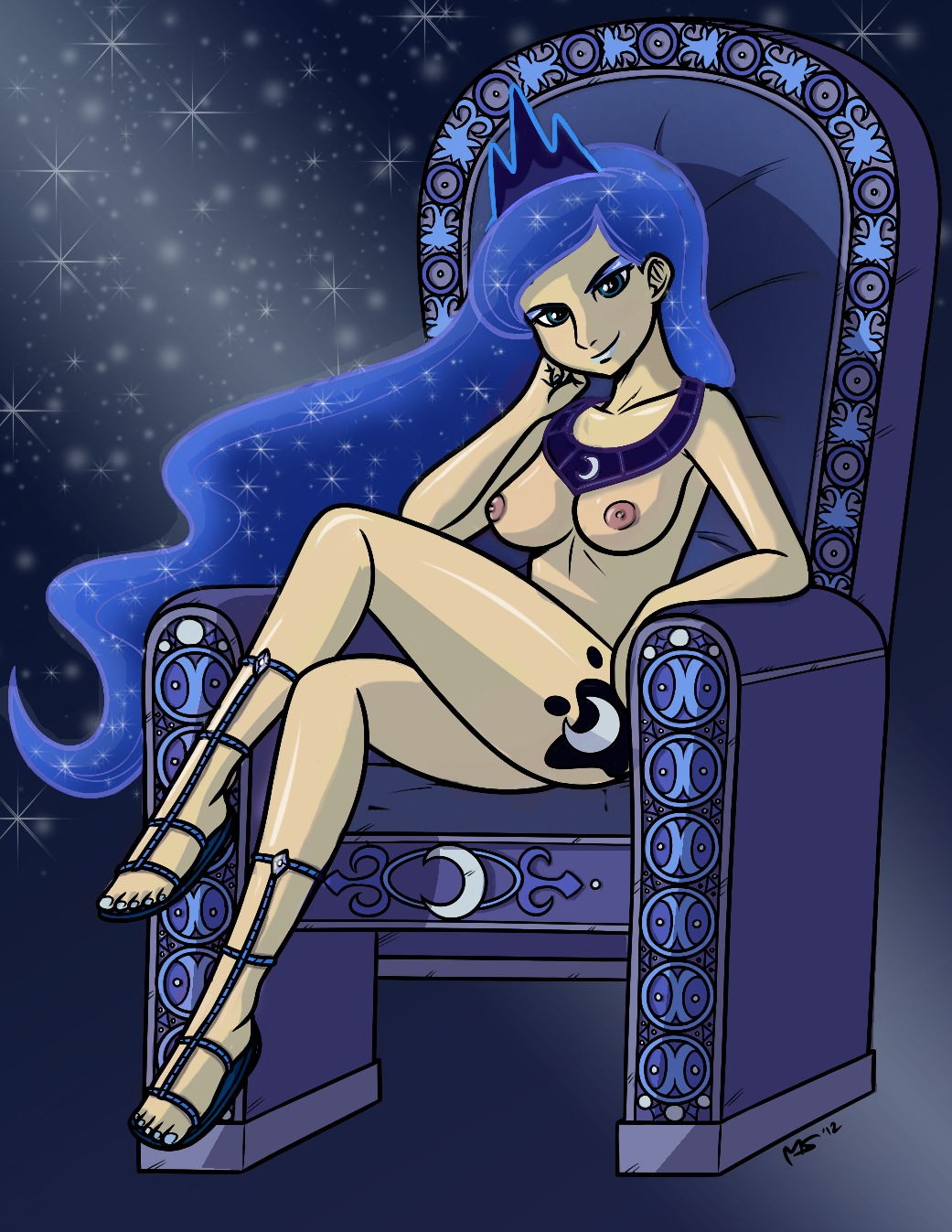 2012 blue_hair female female_only friendship_is_magic human humanized megasweet my_little_pony princess_luna_(mlp) rule34 smooth_skin solo tagme