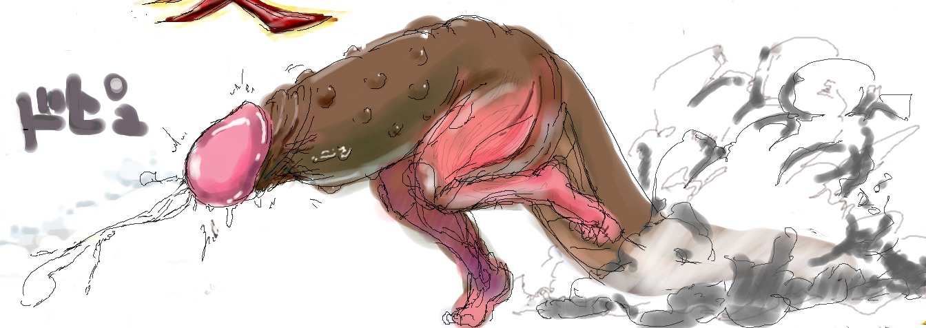 deviljho ejaculation funny legs male monster monster_hunter penis rule34 smoke tail