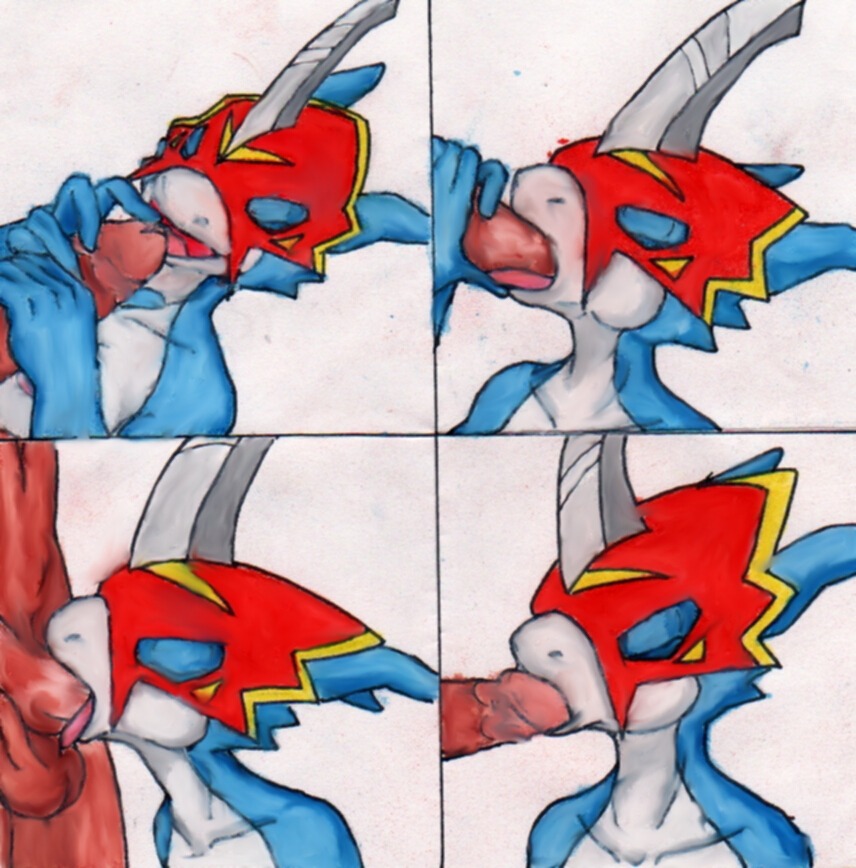 anthro blowjob digimon digimon_(species) dragon fellatio flamedramon male male_only oral rule34 scalie solo_focus tagme